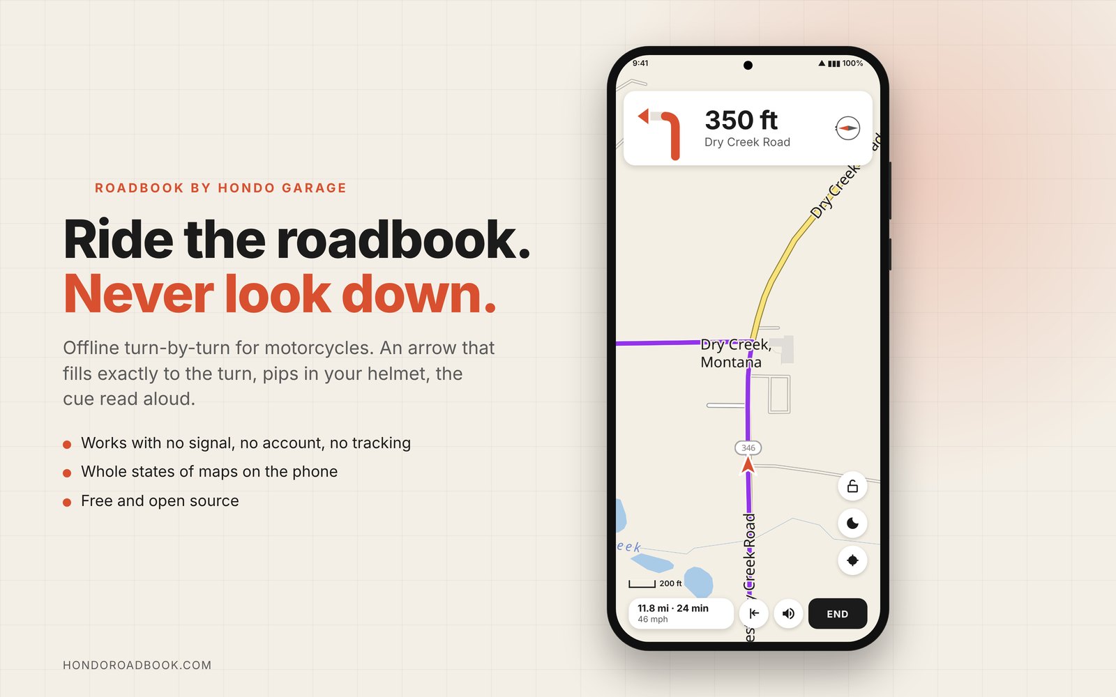 Roadbook navigating: the turn as a bar that fills to the turn