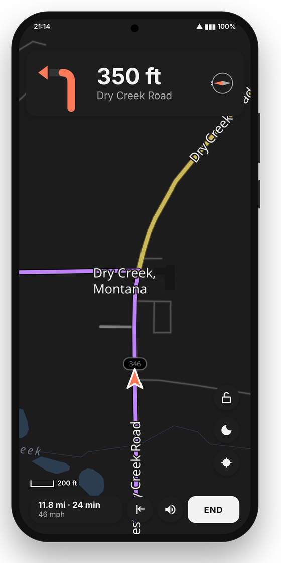 Night map while navigating